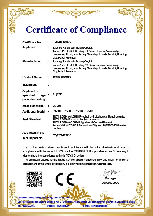 Product quality certificate page 2