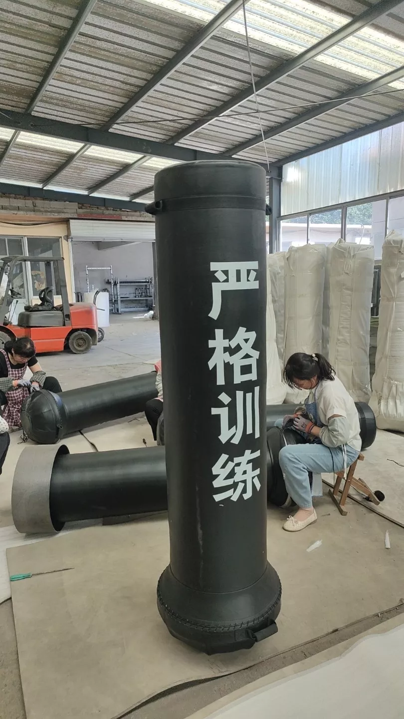 Custom logo printing on freestanding punching bag surface for gym branding