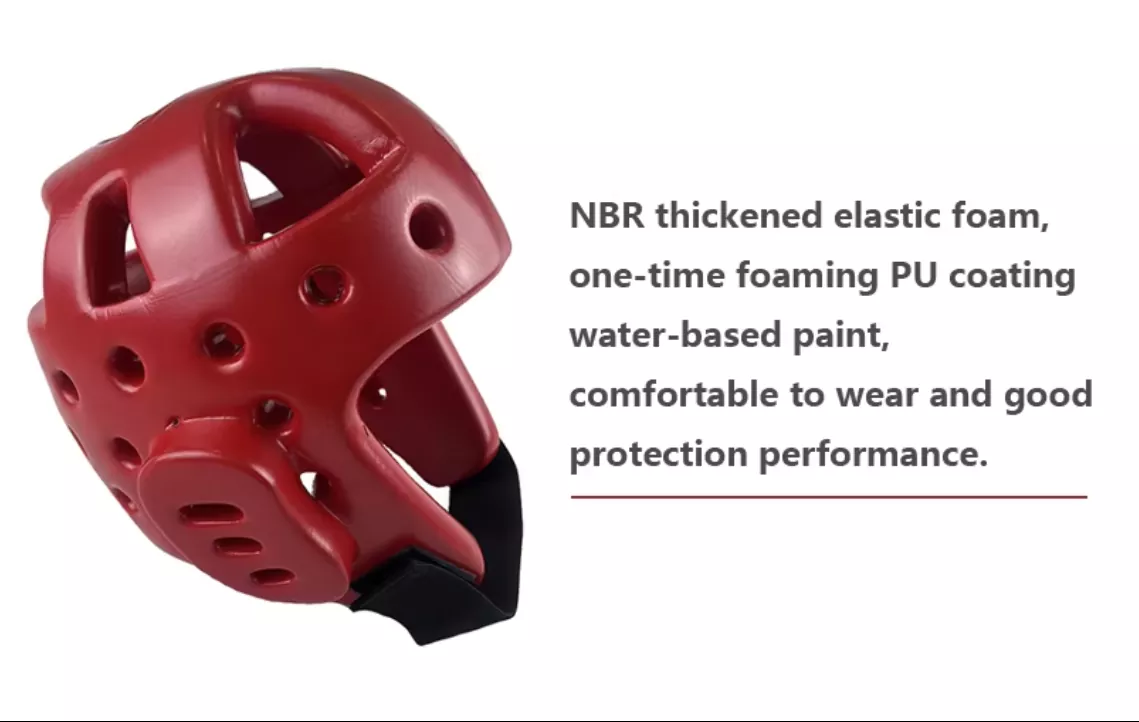 Open-face WT-approved taekwondo head guard with dipped foam protection